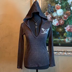 Hooded top with lurex